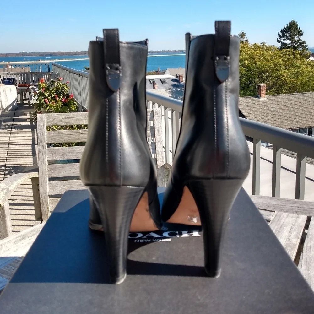 Coach Soft Calfskin Leather Heeled Booties - Picture 8 of 16